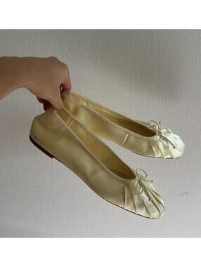 Butter yellow satin ballerina flats